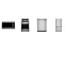 Kitchenaid 4 Stainless : Gas Range True Convection Oven, 2.0 CF OTR MW 300 CFM, 47 dBA Dishwasher, 19 cu. ft. 30 Inch Bottom Mount Refrigerator Left Hinge