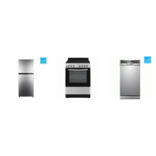 Element  APT SIZE 3 STAINLESS APPLIANCE PKG : 24" SMOOTHTOP ELECTRIC RANGE OVEN, 18" DISHWASHER, 24" 10.1 cu. ft. Top Freezer Refrigerator