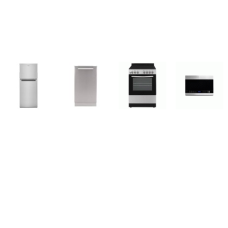 APT SIZE 4 STAINLESS : 24" SMOOTHTOP ELECTRIC RANGE OVEN, 18" DISHWASHER, 24" 11.6 cu. ft. Top Freezer Refrigerator, 24" OTR MW