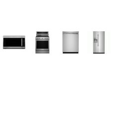 KitchenAid 4 STAINLESS : 5-Burner Gas Convection Range, Microwave Hood Combination, Two-Rack Dishwasher 47 dBA, 28.7 Cu. Ft. Side-by-Side Refrigerator Panoramic LED Lighting