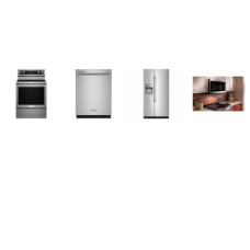 Kitchenaid 4 Stainless : Electric Range Even-Heat True Convection Oven, 1.9 CF OTR MW 400CFM, 28.7 Cu. Ft. Side-by-Side Refrigerator with Panoramic LED Lighting, 39 dBA Dishwasher 
