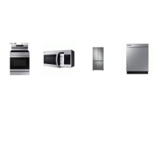 Samsung 4 STAINLESS : Electric Range Air Fry & Convection Oven, 1.6CF OTR MW, 53 dBA Dishwasher, 33" French Door Refrigerator Beverage Center AutoFill Water Pitcher Ice Maker