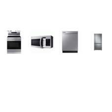 Samsung 4 STAINLESS : Electric Range Air Fry & Convection Oven, 1.6CF OTR MW, 53 dBA Dishwasher, 33" French Door Refrigerator Dual Auto Ice Maker 