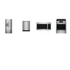 Frigidaire Gallery 4 Stainless : Counter Depth SBS Refrigerator WD, 52DB Dishwasher, Slide In Electric Range Convection Air Fry, 1.9cf OTR MW 400CFM