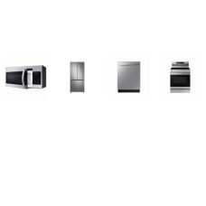 SAMSUNG 4 STAINLESS : Electric Range Convection+ Oven Air Fry, OTR MW, 51dBA 3rd Rack Dishwasher, 33" French Door Refrigerator AutoFill Water Pitcher Ice Maker