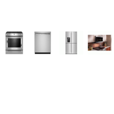 KITCHENAID 4 STAINLESS : Slide-In Gas Range Convection Oven, 1.9CF OTR MW 400 CFM, Dishwasher 39dBA, 36" Counter-Depth 19.4 Cu Ft 4-Door Refrigerator EXT WD