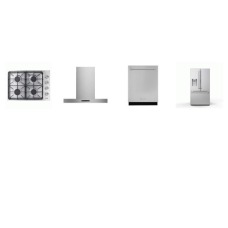 Thor Kitchen 4 Stainless : Wall Mount T-shape Range Hood, Dishwasher 49 dBa, 28.9 cu. ft. French Door Refrigerator EXT WD Dual Ice Makers, 30-inch Drop-in Gas Cooktop 