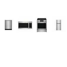 Frigidaire Gallery 4 Stainless : Slide In Electric Range Total Convection Oven Air Fry, 1.9CF OTR MW , OrbitClean Dishwasher, 20 Cu. Ft. Top Freezer Refrigerator