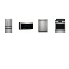 Frigidaire Gallery 4 Stainless : Slide In Electric Range Convection Oven Air Fry, 1.9 OTR MW 400CFM, 47 dBA Dishwasher Stainless Interior, Counter-Depth 4-Door French Door Refrigerator Internal Water Dispenser Ice Maker