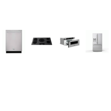 Thor Kitchen 4 Stainless : 36 Inch Professional Electric Cooktop, 30-inch Built-in Microwave Drawer, Fully Integrated Dishwasher 46 dB Adjustable Upper Rack 3rd Rack, 28.9CF Professional French Door Refrigerator EXT WD