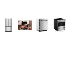 Kitchenaid 4 Stainless : SLIDE IN ELECTRIC RANGE CONVECTION OVEN AIR FRY, 1.9CF OTR MW 400CFM, Third Rack Dishwasher 360° Max Jets 44 dBA, 25CF French Door Refrigerator Interior Dispense