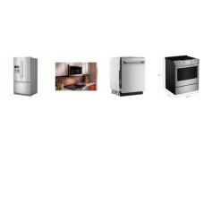 Kitchenaid 4 Stainless : SLIDE IN ELECTRIC RANGE CONVECTION OVEN AIR FRY, 1.9CF OTR MW 400CFM, Third Rack Dishwasher 360° Max Jets 44 dBA, 26.8CF French Door Refrigerator Exterior Ice and Water Dispenser