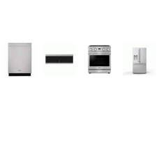 Thor Kitchen 4 Stainless : 30 Inch Gas Range Convection Fan Oven, OTR Slim Microwave 400 CFM, Dishwasher 46 dB 3rd Rack, 28.9CF French Door Refrigerator EXT WD