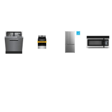 4 STAINLESS STEEL APPLIANCE PKG : SMOOTHTOP ELECTRIC RANGE OVEN, OTR MW, 48dB Dishwasher, 30" 18.4 cu. ft. French Door Refrigerator ENERGY STAR