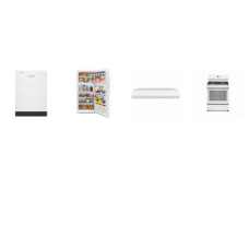 Whirlpool 4 WHITE APPLIANCE PKG : 5BR GAS RANGE OVEN, 30" Range Hood 190 CFM, 55 dBA Dishwasher, 28-inch Wide Top Freezer Refrigerator - 14 cu. ft.