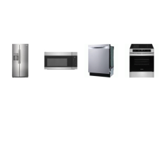 FRIGIDAIRE 4 STAINLESS : Slide In Induction Range Convection Oven Air Fry, OTR MW, 49 dBA Dishwasher, 36" Counter Depth Side by Side Refrigerator EXT WD