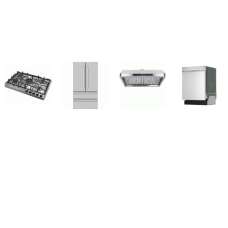 4 STAINLESS STEEL APPLIANCE PKG : SHARP French 4-Door Counter-Depth Refrigerator ICE MAKER, 49 dB Dishwasher AND VERONA 30" Gas Cooktop 5 Burners. 30" 560 CFM 4 FAN SPEEDS Undermount Range Hood