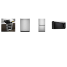 WHIRLPOOL 4 STAINLESS : Electric Double Oven Range True Convection Oven, 1.7CF OTR MW, Dishwasher 47 dBA, Counter Depth 4 Door Refrigerator ICE MAKER