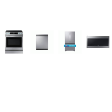 SAMSUNG 4 STAINLESS : Slide-in Electric Range Convection+ OVEN Air Fry, 2.1CF OTR Microwave, 46dBA Dishwasher, Counter Depth 3-Door French Door Refrigerator Dual Auto Ice Maker