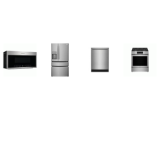Frigidaire Gallery 4 Stainless : Slide In Gas Range Convection Oven Air Fry, 1.9 CF OTR MW 400 CFM, 42 dBA Dishwasher, Counter-Depth 4-Door Refrigerator EXT WD