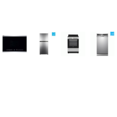 APT SIZE 4 STAINLESS : 24" Over-The-Range Microwave Oven, 24" Electric Smooth Top Range Oven, And 52 dBA 18" Dishwasher, 24" 10.1CF Top Freezer Refrigerator