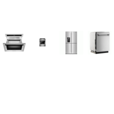 KitchenAid 4 Stainless : Electric Downdraft Slide-In Range True Convection Oven, 36" Counter-Depth 4-Door Refrigerator, Dishwasher 44 dBA, 24" Under-Microwave Drawer