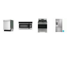4 STAINLESS STEEL APPLIANCE PACKAGE : Sharp French Door Refrigerator EXT WD, 49 dB Dishwasher, Amana Gas Range Oven, OTR MW