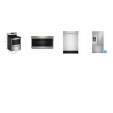 4 STAINLESS STEEL APPLIANCE PACKAGE : Sharp French Door Refrigerator EXT WD, 52 dB Dishwasher, And Maytag Smooth Top Electric Range Oven, OTR MW