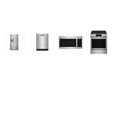 Frigidaire Gallery 4 Smudge-Proof Stainless : SLIDE IN ELECTRIC RANGE Convection OVEN AIR FRY, 1.9CF OTR MW 400 CFM, 52 dBA Dishwasher, 36"W Side by Side Refrigerator EXT WD ENERGY STAR 