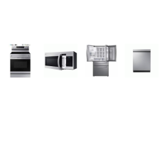 Samsung 4 STAINLESS : Electric Range Air Fry Convection Oven, 1.6CF OTR MW, 46 dBA Dishwasher, 28CF Food Showcase French 4-Door Refrigerator EXT WD