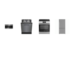 beko 4 STAINLESS : Slide-In Electric Range Oven, OTR Microwave, Dishwasher 39dBA, 30" Counter-Depth Bottom Mount Smart Refrigerator W/ICE MAKER