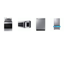 Samsung 4 STAINLESS : Electric Range Covection Air Fry Oven, 1.6cf OTR MW , Dishwasher 53DBA, 27CF Counter Depth French Door Refrigerator Dual Auto Ice Maker