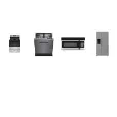 4 STAINLESS : Beko Counter-Depth Side-by-Side Refrigerator EXT WD, 48dBA Dishwasher, AND Amana Gas Range Oven, Element OTR MW