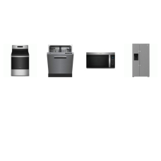 4 STAINLESS : Beko Counter-Depth Side-by-Side Refrigerator EXT WD, 48dBA Dishwasher, AND Whirlpool OTR MW, Electric Range Air Fry Convection Oven