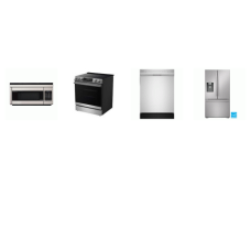 Sharp 4 Stainless : Electric Slide-In Range Convection Oven Air Fry, Convection OTR MW, 52 dB Dishwasher, 28.9CF French Door Refrigerator EXT WD