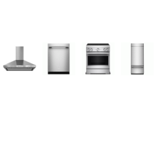 KitchenAid 4 STAINLESS : Induction Commercial-Style Range True Convection Oven Air Fry, Canopy Hood,  Dishwasher 44 dBA, 36" Built-In Bottom Mount Refrigerator Platinum Interior