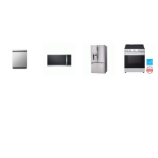 LG 4 STAINLESS : Electric Slide-in Range Oven, 1.8CF OTR MW 300 CFM, Stainless Interior Dishwasher 50 dBA,  28 cu. ft. French Door Refrigerator EXT WD