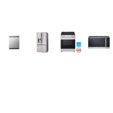 LG 4 STAINLESS : Electric Slide-in Range Oven, 1.8CF OTR MW 300 CFM, Stainless Interior Dishwasher 50 dBA,  28 cu. ft. French Door Refrigerator EXT WD