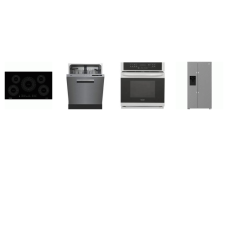 4 STAINLESS STEEL APPLIANCE PKG : beko 36" Side by Side Refrigerator EXT WD, 48dBA Dishwasher, AND Frigidaire 36" Induction Cooktop, 30'' Single Electric Wall True Convection Oven 