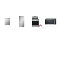 LG 4 STAINLESS PKG : SMOTHTOP RANGE ProBake Convection OVEN Air Fry, 1.8CF OTR MW, 50dB Dishwasher, 33"W French Door Refrigerator Water Filter Icemaker