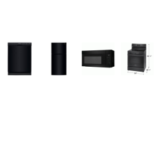 FRIGIDAIRE 4 BLACK : ELECTRIC SMOOTH TOP RANGE OVEN, OTR MW, Dishwasher ENERGY STAR 55 dBA, 30" 18 Cu. Ft. Top Freezer Refrigerator