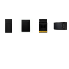 Whirlpool 4 Black : Electric Range No Preheat Mode Oven, OTR MW, 55 dBA Dishwasher, 33"W 20CF Top Freezer Refrigerator
