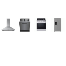 4 STAINLESS STEEL APPLIANCE PACKAGE : Beko 36 Inch Counter-Depth Smart Side-by-Side Refrigerator EXT WD, 48dBA Dishwasher, LG Gas Slide-in Range Oven AND SAMSUNG Wall Mount Chimney Style Range Hood 390 CFM