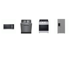4 STAINLESS STEEL APPLIANCE PACKAGE : Beko 36 Inch Counter-Depth Smart Side-by-Side Refrigerator EXT WD, 48dBA Dishwasher, And LG Gas Slide-in Range Oven, 1.8CF OTR MW