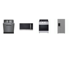 4 STAINLESS STEEL APPLIANCE PACKAGE : Beko 36 Inch Counter-Depth Smart Side-by-Side Refrigerator EXT WD, 48dBA Dishwasher, And LG Gas Slide-in Range Oven, 1.7CF OTR MW