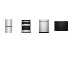 KITCHENAID 4 Stainless : 30" Induction Cooktop, 30" Electric Combo Convection Air Fry Wall Oven Microwave, 47 dBA Dishwasher, Counter-Depth French 4-Door Refrigerator