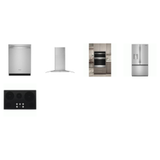 WHIRLPOOL 5 STAINLESS : 36-inch Electric Cooktop, Wall Oven Microwave Combo Air Fry, 36" Glass Range Hood, 47 dBA Dishwasher, 30CF FRENCH DOOR Refrigerator EXT WD 