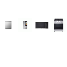 LG 4 STAINLESS : Gas Slide-in Range Oven, OTR MW, Front Control Dishwasher QuadWash, 27CF InstaView Counter-Depth French Door Refrigerator Internal Water Dispenser Ice Maker