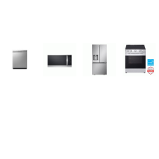 LG 4 STAINLESS : Electric Slide-in Range Oven, 1.8CF OTR MW, Dishwasher 3rd rack 48 dBA, 20CF Counter-Depth French Door Refrigerator EXT WD