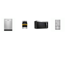 Whirlpool 4 STAINLESS : Smoothtop Electric Range Oven, 1.7 OTR Microwave, 55 dBA Dishwasher, 36CF French Door Refrigerator with In-Door Water and Ice Maker